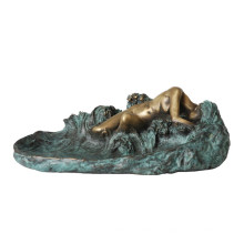 Weibliche Figur Bronze Skulptur Mädchen Ashtary Carving Messing Statue TPE-903